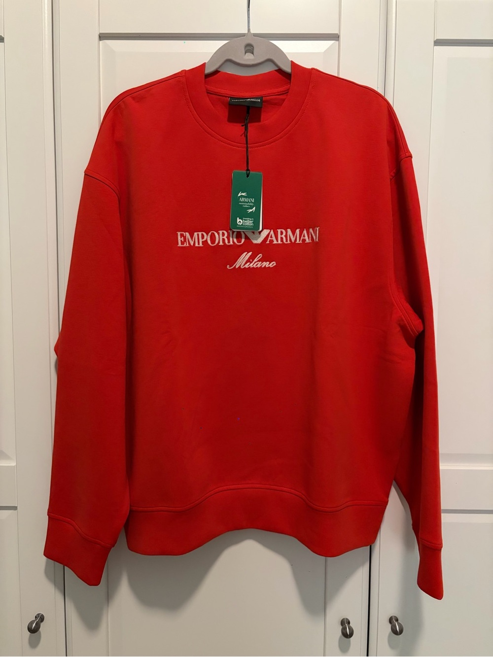 Emporio Armani Milano Men's Red/Orange Logo Sweatshirt BRAND NEW